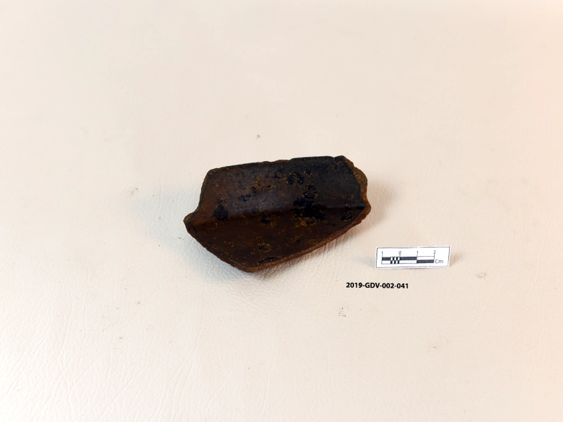 Part of a plate (with inscribe letters) — artifact at Maritime Archaeology Museum